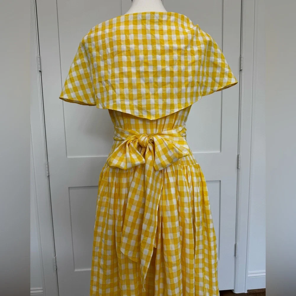 💛🌼 Buru Gingham Midi Dress – XS | NWT | Vintage Charm 🌼💛 - Picture 11 of 16